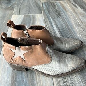 Brown and Gray Women's Ankle Boots